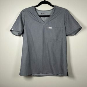 Figs Technical Collection Medium Gray VNeck Short Sleeve Scrubs Top Style FW1000